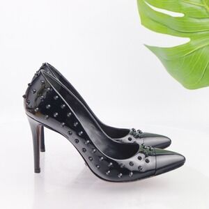 SCHUTZ Womens Pumps Size 8 Black Patent Spike Studded Pointed Heel Dress Shoes